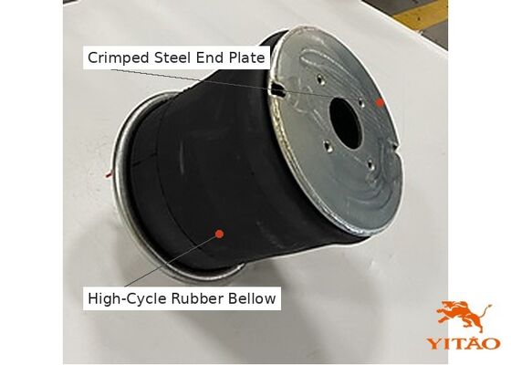 High-Cycle Tested Bus Air Bellow with Crimped Steel End Plate and Dual Valves for Transit Shuttle Fleet