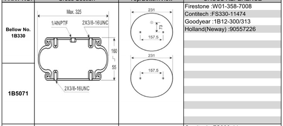 Firestone W01-358-7008 Single Convoluted Air Bag Industrial Air Bellows